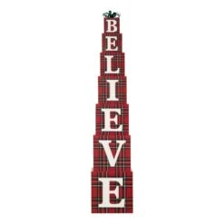42.13 In. H Wooden Double-Sided BELIEVE Porch Decor -Northlight Shop glitzhome christmas figurines 2010100010 c3 1000