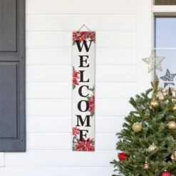 42 In. H Lighted Wooden Poinsettia WELCOME Porch Sign 9 42 In. H Lighted Wooden Poinsettia WELCOME Porch Sign -Northlight Shop glitzhome christmas figurines 2010100026 77 1000