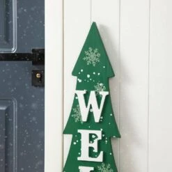 42 In. H Christmas Wooden WelcomeChristmas Tree Porch Sign -Northlight Shop glitzhome christmas figurines 2010100064 4f 1000