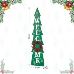 42 In. H Christmas Wooden WelcomeChristmas Tree Porch Sign -Northlight Shop glitzhome christmas figurines 2010100064 c3 1000