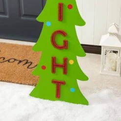 42 In. H Christmas Wooden Bright Bent Tree Porch Sign (KD) -Northlight Shop glitzhome christmas figurines 2010100077 1f 1000