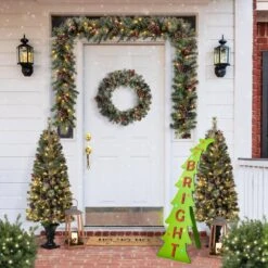 42 In. H Christmas Wooden Bright Bent Tree Porch Sign (KD) -Northlight Shop glitzhome christmas figurines 2010100077 44 1000