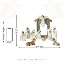 8 In. H Ivory Resin Nativity Figurine Christmas Set (11-Pieces) -Northlight Shop glitzhome christmas figurines 2030700007 4f 1000