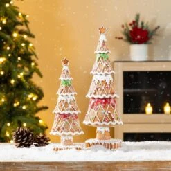 15.75 In. H Resin Christmas Tree Table Decor (Set Of 2) -Northlight Shop glitzhome christmas figurines 2040200012 31 1000
