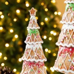 15.75 In. H Resin Christmas Tree Table Decor (Set Of 2) -Northlight Shop glitzhome christmas figurines 2040200012 4f 1000