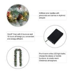 2-Pack 9 Ft. Pre-Lit Greenery Pine Cones AndRed Berries Artificial Christmas Garland, With 50 White Lights With Timer -Northlight Shop glitzhome christmas garland 2016000024 4f 1000