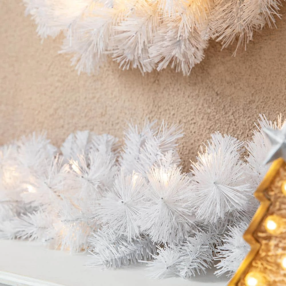 9 Ft. Pre-Lit White Pine Artificial Christmas Garland, With 50 Warm White LED Lights And Timer 5 9 Ft. Pre-Lit White Pine Artificial Christmas Garland, With 50 Warm White LED Lights And Timer - Image 5