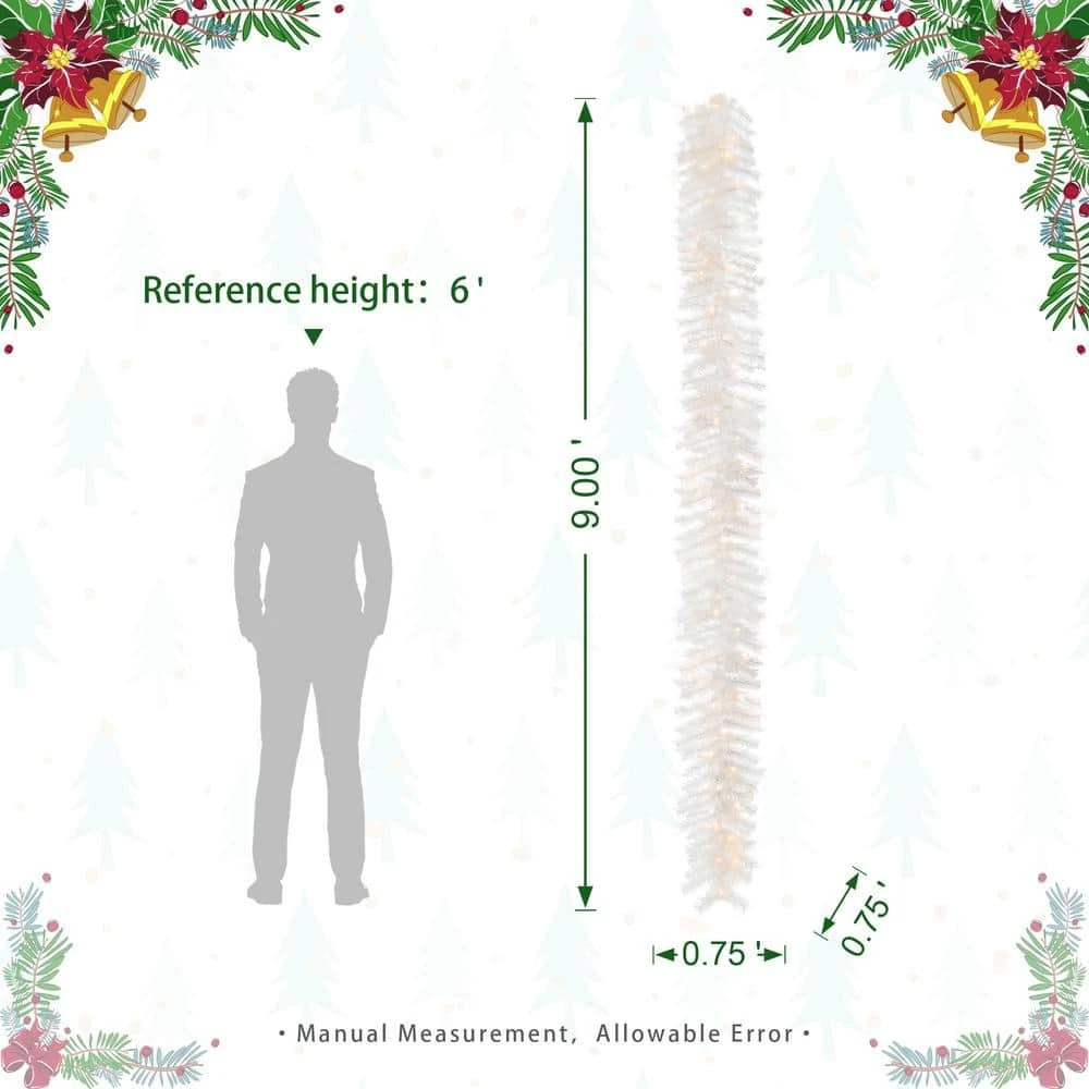 9 Ft. Pre-Lit White Pine Artificial Christmas Garland, With 50 Warm White LED Lights And Timer 3 9 Ft. Pre-Lit White Pine Artificial Christmas Garland, With 50 Warm White LED Lights And Timer - Image 3