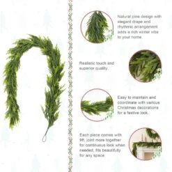 9 Ft. Christmas Greenery PE Dripping Prelit Garland -Northlight Shop glitzhome christmas garland 2016000055 1f 1000