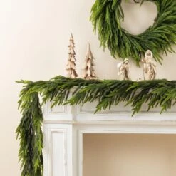 9 Ft. Christmas Greenery PE Dripping Prelit Garland -Northlight Shop glitzhome christmas garland 2016000055 44 1000