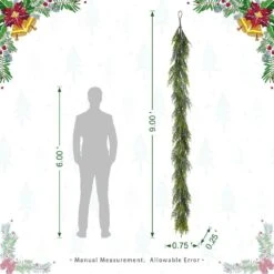 9 Ft. Christmas Greenery PE Dripping Prelit Garland -Northlight Shop glitzhome christmas garland 2016000055 4f 1000