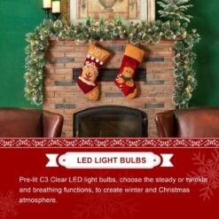 6 Ft. Pre-Lit Frosted Greenery Pinecones Christmas Garland, With 35 C3 Clear LED Lights And Timer (Set Of 4) 15 6 Ft. Pre-Lit Frosted Greenery Pinecones Christmas Garland, With 35 C3 Clear LED Lights And Timer (Set Of 4) -Northlight Shop glitzhome christmas garland 2016000081 fa 1000