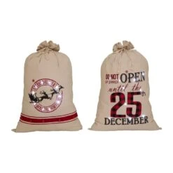23 In. H Lighted Burlap Gift Sack With Wordings (10 LEDs) (Set Of 2) -Northlight Shop glitzhome christmas gift bags gh1107202628 4f 1000