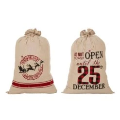 23 In. H Lighted Burlap Gift Sack With Wordings (10 LEDs) (Set Of 2)