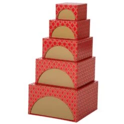4.88 In. Nesting Box Tower Red (Set Of 5)