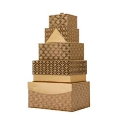 4.88 In. Metallic Gold Exterior Gift Box. (Set Of 5)