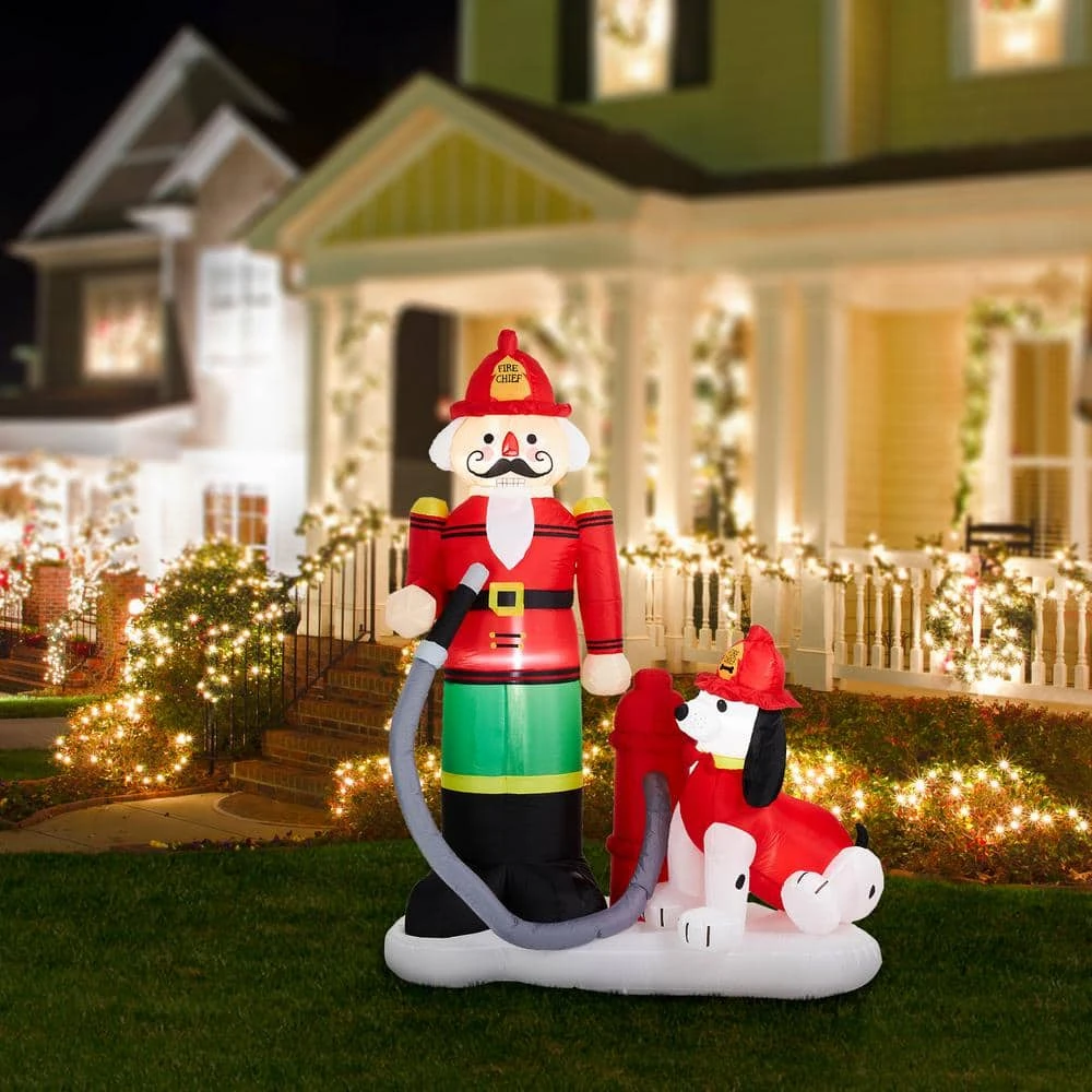 7 Ft. Lighted Inflatable Fire Fighter With Puppy Dog Decor 2 7 Ft. Lighted Inflatable Fire Fighter With Puppy Dog Decor - Image 2