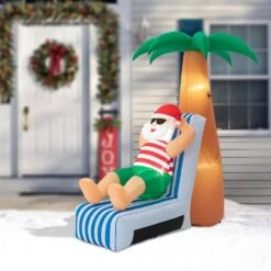 6 Ft. H 2 Ft. Inflated Width Lighted Santa Under Coconut Tree Decor -Northlight Shop glitzhome christmas inflatables 2005200026 fa 1000