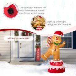 6 Ft. Lighted Inflatable Rotating Gingerbread Man Decor -Northlight Shop glitzhome christmas inflatables 2037900002 4f 1000