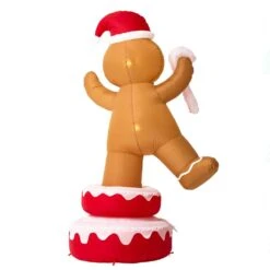 6 Ft. Lighted Inflatable Rotating Gingerbread Man Decor -Northlight Shop glitzhome christmas inflatables 2037900002 76 1000