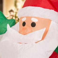 Lighted Inflatable Santa Sleigh Decor Inflated Height (2 Ft.) 7 Lighted Inflatable Santa Sleigh Decor Inflated Height (2 Ft.) -Northlight Shop glitzhome christmas inflatables gj1125004440 4f 1000