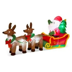 Lighted Inflatable Santa Sleigh Decor Inflated Height (2 Ft.)