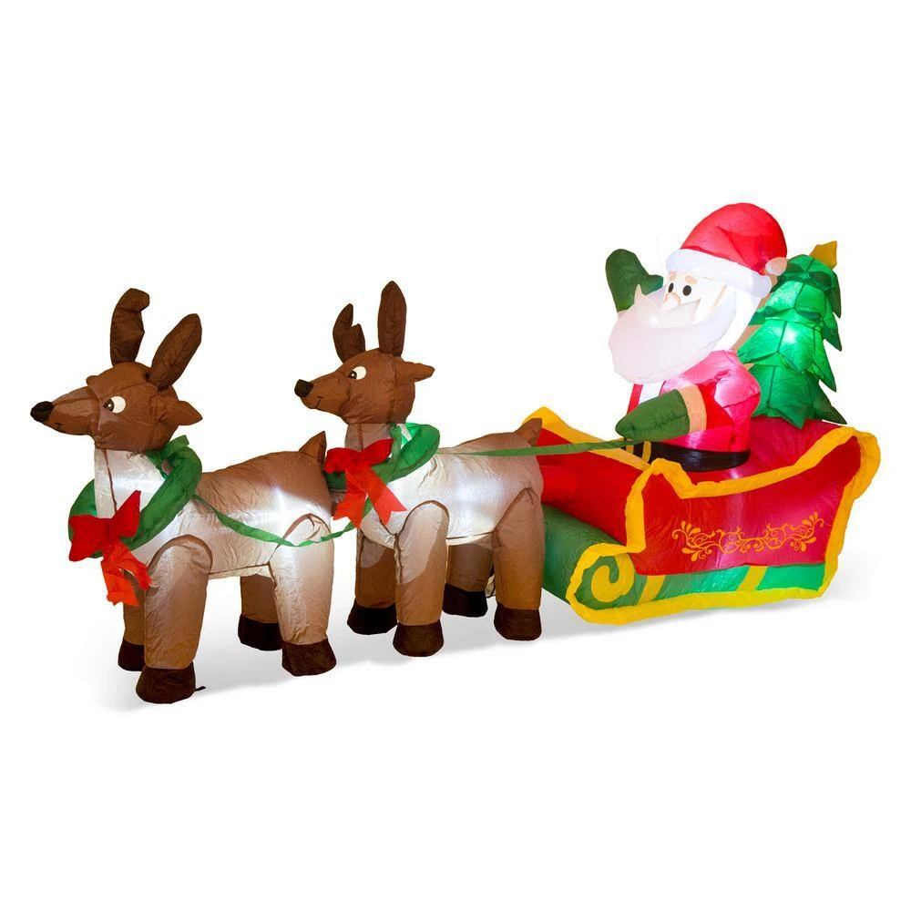 Lighted Inflatable Santa Sleigh Decor Inflated Height (2 Ft.) 1 Lighted Inflatable Santa Sleigh Decor Inflated Height (2 Ft.)