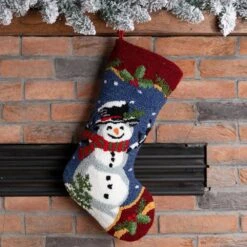 19 In. Hooked Christmas Decor Stocking With Snowman -Northlight Shop glitzhome christmas stockings 1113000126 31 1000