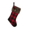21 In. H Black/Red Polyester Fur Buffalo Plaid Christmas Stocking