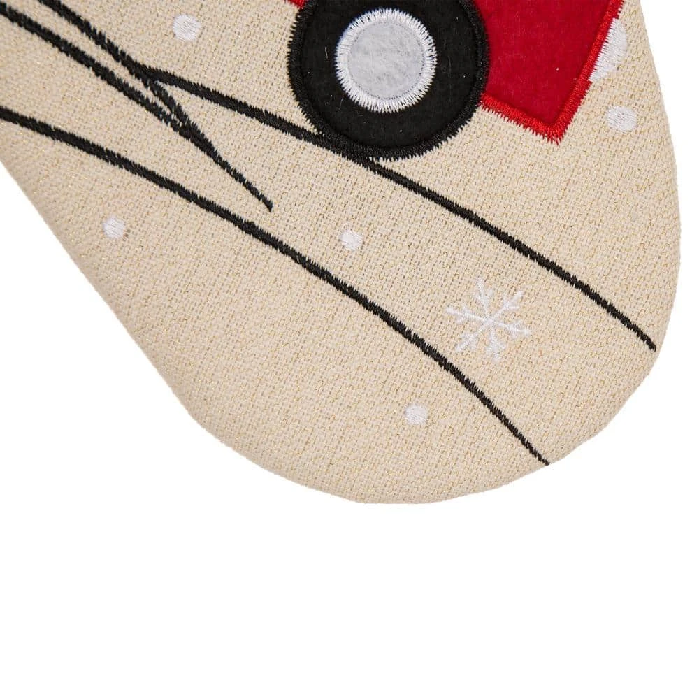 21 In. L Embroidered Linen Christmas Stocking - Red Truck 5 21 In. L Embroidered Linen Christmas Stocking - Red Truck - Image 5