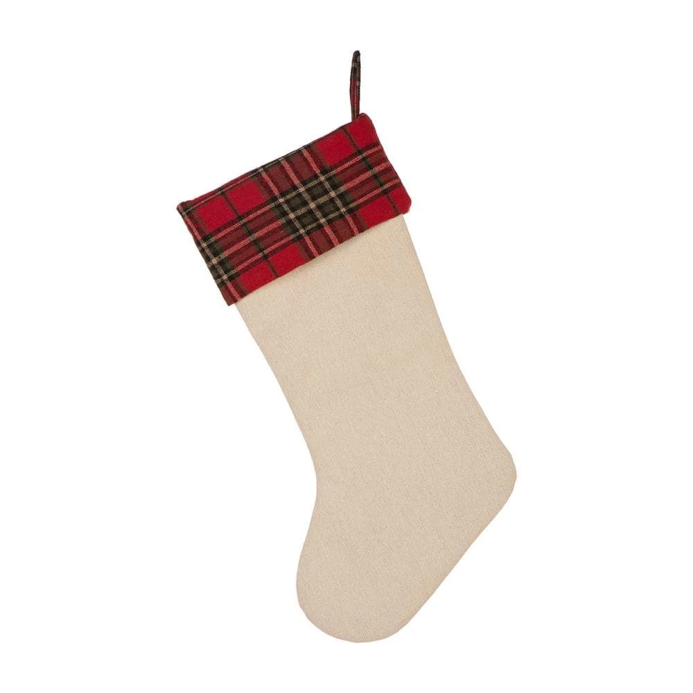 21 In. L Embroidered Linen Christmas Stocking - Red Truck 6 21 In. L Embroidered Linen Christmas Stocking - Red Truck - Image 6