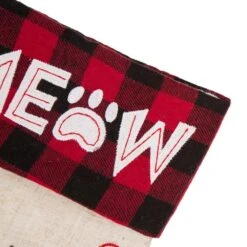 21 In. L LED Embroidered Linen Christmas Stocking - Cat 11 21 In. L LED Embroidered Linen Christmas Stocking - Cat -Northlight Shop glitzhome christmas stockings 1113203058 1f 1000