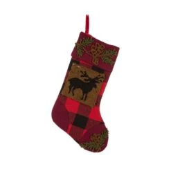 19 In. Acrylic Plaid Stocking With Rug Hooked Reindeer And Bear (Set Of 2) 10 19 In. Acrylic Plaid Stocking With Rug Hooked Reindeer And Bear (Set Of 2) -Northlight Shop glitzhome christmas stockings 2004700018 4f 1000