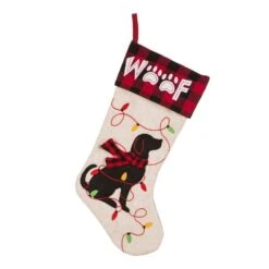 21 In. Polyester LED Embroidered Linen Dog And Cat Christmas Stocking (2-Pack) -Northlight Shop glitzhome christmas stockings 2004700022 44 1000