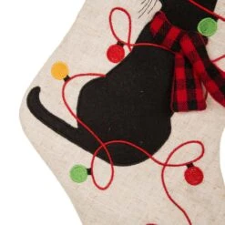 21 In. Polyester LED Embroidered Linen Dog And Cat Christmas Stocking (2-Pack) -Northlight Shop glitzhome christmas stockings 2004700022 76 1000