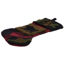Plaid Stocking With Rug Hooked (Bear) 2-Pack -Northlight Shop glitzhome christmas stockings 2004700037 44 1000