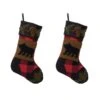 Plaid Stocking With Rug Hooked (Bear) 2-Pack 12 Plaid Stocking With Rug Hooked (Bear) 2-Pack -Northlight Shop glitzhome christmas stockings 2004700037 64 1000