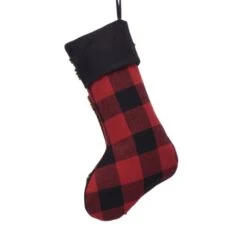 Plaid Stocking With Rug Hooked (Bear) 2-Pack -Northlight Shop glitzhome christmas stockings 2004700037 e1 1000