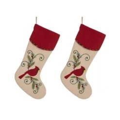 21 In. Polyester Fabric Christmas Decoration Stocking (2-Pack)
