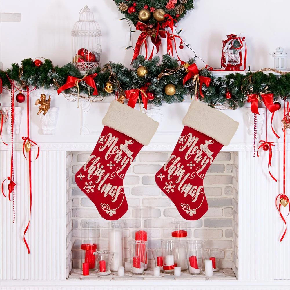 21 In. H Fabric Polyester Christmas Decoration Merry Christmas Stocking (2-Pack) 6 21 In. H Fabric Polyester Christmas Decoration Merry Christmas Stocking (2-Pack) - Image 6