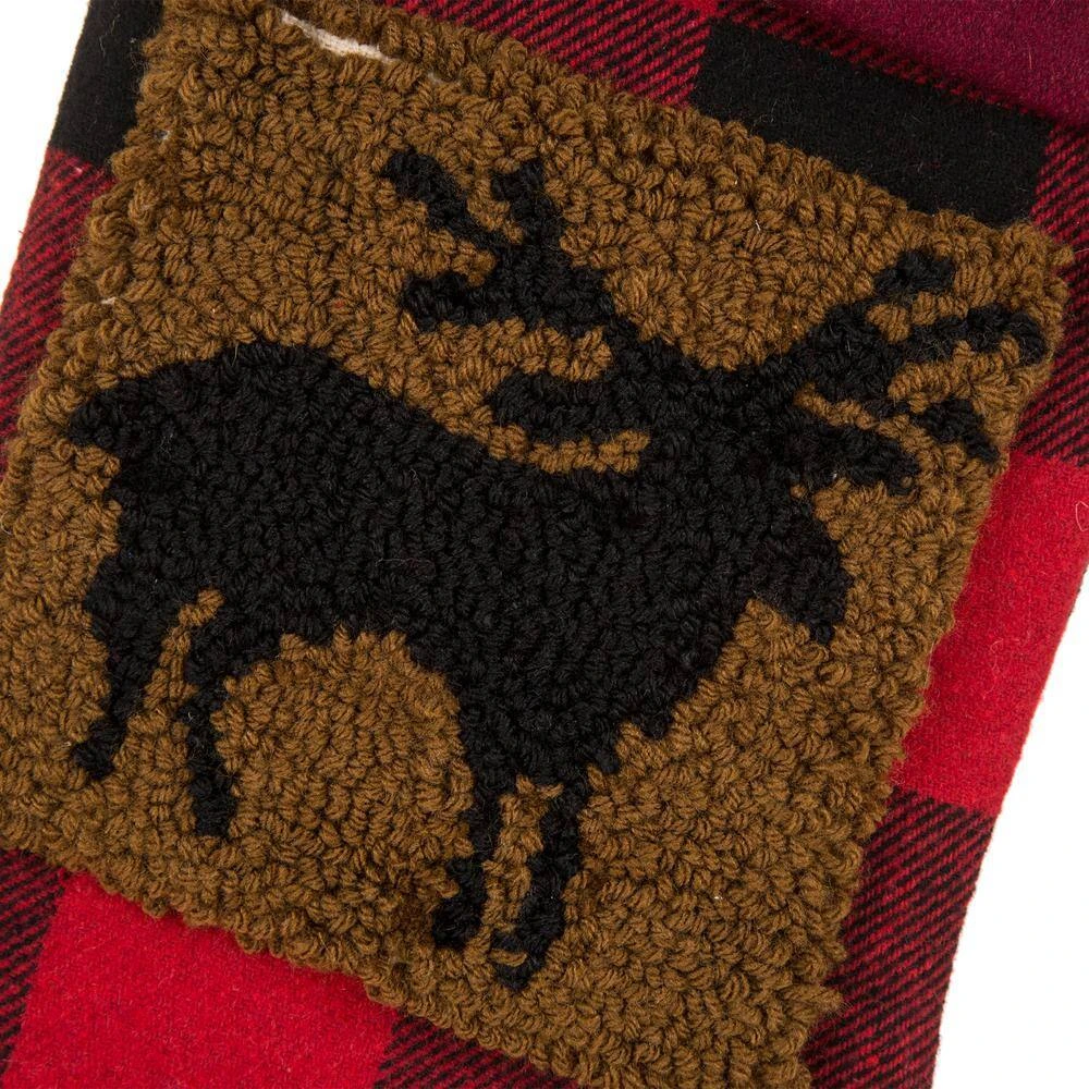 19 In. Plaid Polyester Stocking With Rug Hooked Reindeer (2-Pack) 5 19 In. Plaid Polyester Stocking With Rug Hooked Reindeer (2-Pack) - Image 5