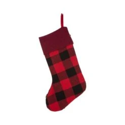 19 In. Plaid Polyester Stocking With Rug Hooked Reindeer (2-Pack) 12 19 In. Plaid Polyester Stocking With Rug Hooked Reindeer (2-Pack) -Northlight Shop glitzhome christmas stockings 2004700051 fa 1000