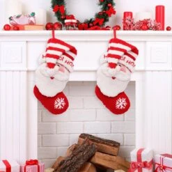 19 In. Polyester 3D Santa Hooked Stocking (2-Pack) 9 19 In. Polyester 3D Santa Hooked Stocking (2-Pack) -Northlight Shop glitzhome christmas stockings 2004700058 31 1000