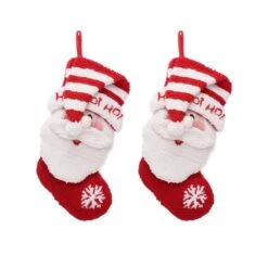 19 In. Polyester 3D Santa Hooked Stocking (2-Pack)