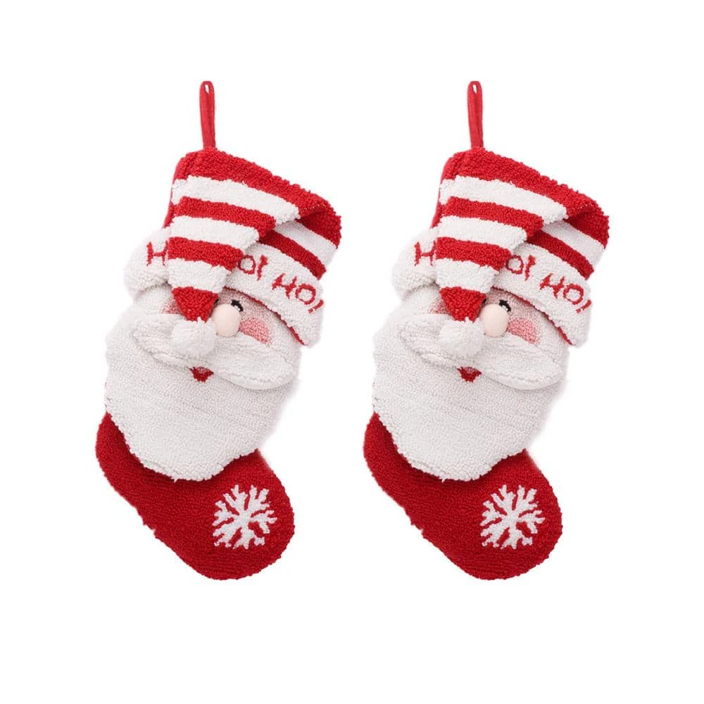 19 In. Polyester 3D Santa Hooked Stocking (2-Pack) 1 19 In. Polyester 3D Santa Hooked Stocking (2-Pack)