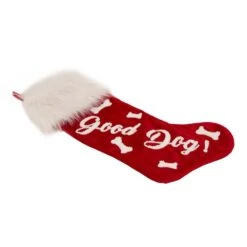 21 In. H Polyester Velvet Christmas Stocking With Plush Cuff- Good Dog (2-Pack) -Northlight Shop glitzhome christmas stockings 2004700061 fa 1000