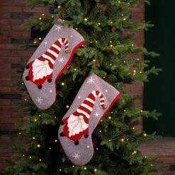 2-Pack 21 In. H Hooked Stocking, Gnome 8 2-Pack 21 In. H Hooked Stocking, Gnome -Northlight Shop glitzhome christmas stockings 2004700105 4f 1000