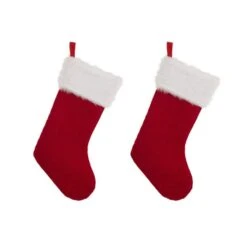 2-Pack 20 In. H Knitted Stocking With Faux Fur Cuff