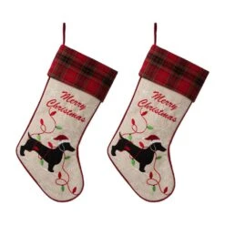 21 In. H Fabric Christmas Stocking - Dachshund (2-Pack)