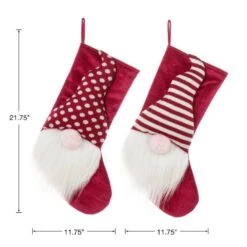 21.75 In. H 3D Fabric Christmas Gnome Stripes And Dots Stocking (2-Pack) 5 21.75 In. H 3D Fabric Christmas Gnome Stripes And Dots Stocking (2-Pack) -Northlight Shop glitzhome christmas stockings 2004700131 4f 1000